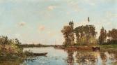 DELPY Hippolyte-Camille Péniches Sur La Rivière En Eté DELPY Hippolyte-Camille Péniches Sur La Rivière En Eté
