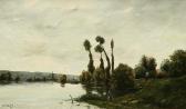 DELPY Jacques Henri "weite Flußlandschaft" Mit Personenstaffage DELPY Jacques Henri "weite Flußlandschaft" Mit Personenstaffage