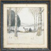 DEMING Edwin Willard A Deer In A Winter Landscape DEMING Edwin Willard A Deer In A Winter Landscape