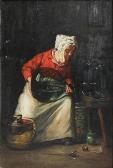 DENISON Ancient Interior Scene With Woman DENISON Ancient Interior Scene With Woman