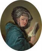 DESHAYS DE COLLEVILLE Jean-Baptiste A Young Woman Holding A Book DESHAYS DE COLLEVILLE Jean-Baptiste A Young Woman Holding A Book