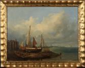 DETTLOFF Carl Eduard Edouard : Kustlandskap Med Segelfartyg, Signerad Och Daterad , Olja, 50x67, Dubblerad DETTLOFF Carl Eduard Edouard : Kustlandskap Med Segelfartyg, Signerad Och Daterad , Olja, 50x67, Dubblerad