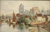 Dettwilen K. Niederländische Stadtansicht Blick Entlang Eines Flusses Dettwilen K. Niederländische Stadtansicht Blick Entlang Eines Flusses