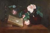 DEWEY Julia Henshaw Still Life Withroses, Books And A Candlestick DEWEY Julia Henshaw Still Life Withroses, Books And A Candlestick