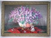 DIBLIK Xaver Frantisek Flieder In Vase Und Porzellanpaar DIBLIK Xaver Frantisek Flieder In Vase Und Porzellanpaar