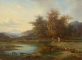 DIDAY Francois A Vast Landscape With Shepherds And Animals By Water DIDAY Francois A Vast Landscape With Shepherds And Animals By Water