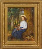 DIEFFENBACH Anton Rastende Junge Dame Mit Feldblumenstrauß In Einem Wald DIEFFENBACH Anton Rastende Junge Dame Mit Feldblumenstrauß In Einem Wald