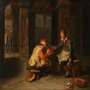 Abraham Diepraam - Inn Scene With Two Men Smoking Pipes