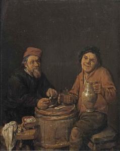 Abraham Diepraam - Two Peasants Smoking And Drinking