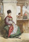 DIETHE Alfred Bildnis Einer Jungen Bäuerin In Tracht DIETHE Alfred Bildnis Einer Jungen Bäuerin In Tracht