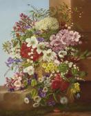 DIETRICH Adelheid A Bounty Of Flowers On A Stone Ledge DIETRICH Adelheid A Bounty Of Flowers On A Stone Ledge