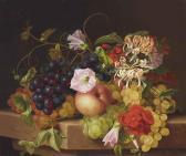DIETRICH Adelheid Still Life With Grapes, Peaches And Flowers DIETRICH Adelheid Still Life With Grapes, Peaches And Flowers