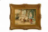 DILLE J.H. Young Girl With Sheep DILLE J.H. Young Girl With Sheep