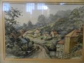 DILLEY Betty Village With Figures On A Winding Path DILLEY Betty Village With Figures On A Winding Path