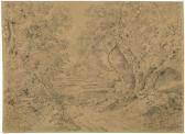 DILLIS von Johann Georg Idealisierte Waldlandschaft Mit Ruhendem Paar DILLIS von Johann Georg Idealisierte Waldlandschaft Mit Ruhendem Paar