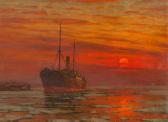 DIRENG Paul Dampfer Vor Untergehender Roter Sonne DIRENG Paul Dampfer Vor Untergehender Roter Sonne