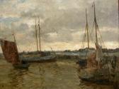 DIRKS Andreas Niederrheinlandschaft Mit Fischerbooten DIRKS Andreas Niederrheinlandschaft Mit Fischerbooten