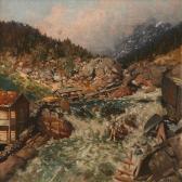 DISEN Andreas Edvard Norwegian Landscape With A Timber Plant At A River DISEN Andreas Edvard Norwegian Landscape With A Timber Plant At A River