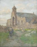 DIXON Anna Highland Church With Shepherd And Sheep DIXON Anna Highland Church With Shepherd And Sheep