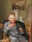 DOMINIKUS Oechs Josph A Painter With A Glass Of Red Wine DOMINIKUS Oechs Josph A Painter With A Glass Of Red Wine