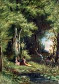 DOMMERSHUIJZEN Pieter Cornelis Figures In Wanstead Park Oil On Panel DOMMERSHUIJZEN Pieter Cornelis Figures In Wanstead Park Oil On Panel