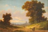 DONAT M. Figures In A Tranquil Wooded Landscape DONAT M. Figures In A Tranquil Wooded Landscape
