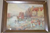 DORMAN Gerald Whitby Harbour With Figures On The Quay DORMAN Gerald Whitby Harbour With Figures On The Quay