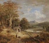 DORNER Johann Jakob II Flusslandschaft Im Vorgebirge Mit Waldkapelle Und Figurenstaffage DORNER Johann Jakob II Flusslandschaft Im Vorgebirge Mit Waldkapelle Und Figurenstaffage