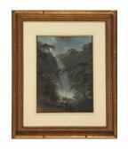 DOUGHTY J Two Travelers In A Landscape With Waterfall DOUGHTY J Two Travelers In A Landscape With Waterfall