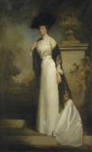 DOUGLAS Sholto Johnstone Portrait Of Mrs Ashley Critchley (c.1874-1949) Of Stapleton Tower,annan, Dumfrieshire, Full-length In A White Dress, A Landscapebeyond DOUGLAS Sholto Johnstone Portrait Of Mrs Ashley Critchley (c.1874-1949) Of Stapleton Tower,annan, Dumfrieshire, Full-length In A White Dress, A Landscapebeyond