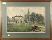 DRINKWATER Agnes Milton Figures Before A Country House DRINKWATER Agnes Milton Figures Before A Country House