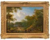 DUCORRON Julien Joseph Sommerliche Waldlandschaft Mit Pirschenden Jägern DUCORRON Julien Joseph Sommerliche Waldlandschaft Mit Pirschenden Jägern