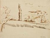 DUFOUR Jean Xxème Siècle Paysage Dessin Au Lavis Signé En Bas À Droite. Dimensions À Vue : 27 X 36.5 Cm DUFOUR Jean Xxème Siècle Paysage Dessin Au Lavis Signé En Bas À Droite. Dimensions À Vue : 27 X 36.5 Cm