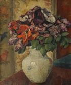 DUMAS Gaetan Flowers In A Vase On A Table DUMAS Gaetan Flowers In A Vase On A Table