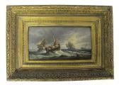 DUMONT Louis Paul Pierre Ships In Stormy Seas DUMONT Louis Paul Pierre Ships In Stormy Seas