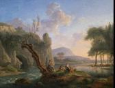 DUVAL François Idyllic Scene With Shepherds By The River DUVAL François Idyllic Scene With Shepherds By The River