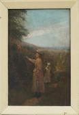 EADIE William Girls Picking Berries In A Coastal Landscape EADIE William Girls Picking Berries In A Coastal Landscape
