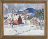 EARLE A. TITUS Red Barn In Winter EARLE A. TITUS Red Barn In Winter