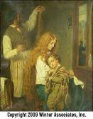 EATON Joseph Oriel Genre Scene Of Woman And Child At The Barber EATON Joseph Oriel Genre Scene Of Woman And Child At The Barber