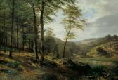EBEL Fritz Bewaldete Mittelgebirgslandschaft (vogelsberg) Mit Beerensammelnden Kindern. EBEL Fritz Bewaldete Mittelgebirgslandschaft (vogelsberg) Mit Beerensammelnden Kindern.