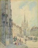 EBERLEIN Georg Blick Auf Den Belebtenansbacher Marktplatz Mit Der Humbertus-kirche EBERLEIN Georg Blick Auf Den Belebtenansbacher Marktplatz Mit Der Humbertus-kirche