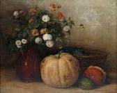 EIBL Ludwig Still Life With Flowers,cucurbits And A Basket. EIBL Ludwig Still Life With Flowers,cucurbits And A Basket.