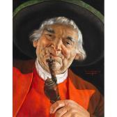 EICHINGER Erwin Studies Of Countrymen In Red: Tyrolean Smoking His Pipe EICHINGER Erwin Studies Of Countrymen In Red: Tyrolean Smoking His Pipe