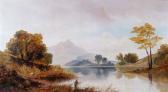 ELLERMAN F.C. An Angler Fishing At The Side Of A Lake With Mountains Beyond ELLERMAN F.C. An Angler Fishing At The Side Of A Lake With Mountains Beyond