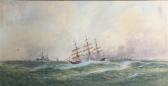 ELLIOTT Frederick James Three Masted Barque In Heavy Seas, With Naval Ships Surrounding ELLIOTT Frederick James Three Masted Barque In Heavy Seas, With Naval Ships Surrounding