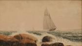 ELWELL Kilby Webb Coastal Scene With Sailing Vessel. ELWELL Kilby Webb Coastal Scene With Sailing Vessel.