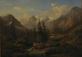 ENGELHARDT Georg View Of Two Villagers On A Path By A River ENGELHARDT Georg View Of Two Villagers On A Path By A River