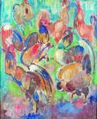 ERLE William Georg Composition With Roosters And Hens ERLE William Georg Composition With Roosters And Hens