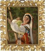 EVGRAF SEMENOVICH SOROKIN Laughing Girl In Southern Italian Folk Costume EVGRAF SEMENOVICH SOROKIN Laughing Girl In Southern Italian Folk Costume