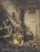 FAGERLIN Ferdinand Bäuerliches Interieur Mit Jungem Paar FAGERLIN Ferdinand Bäuerliches Interieur Mit Jungem Paar